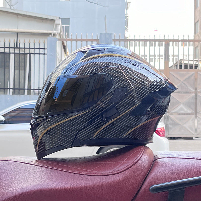 Stylish Modular Motorcycle Helmet with Dual Visors and Rear Spoiler-I153