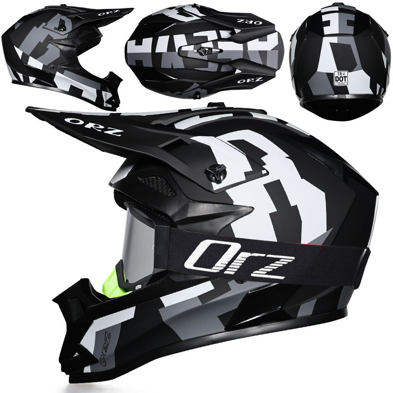 Off-road rally motorcycle racing helmet with goggles-I221