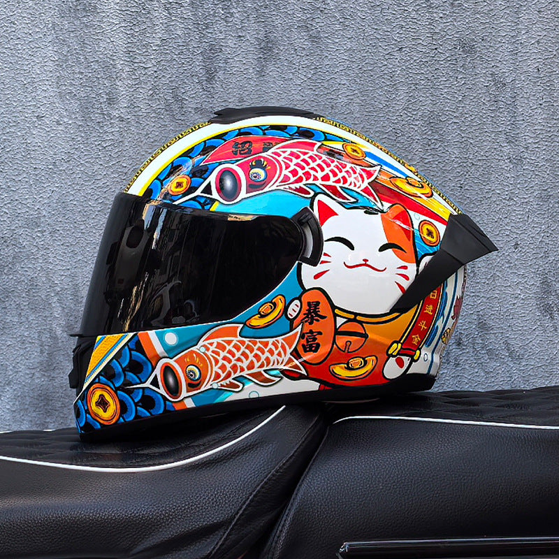 Dazzling Full-Face Motorcycle Helmet with Dual Visors (Racing Style)-I158