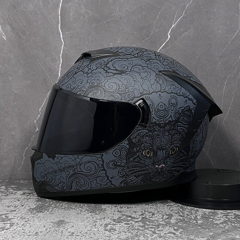 Full-face motorcycle helmet with dual visors (tinted)-I205