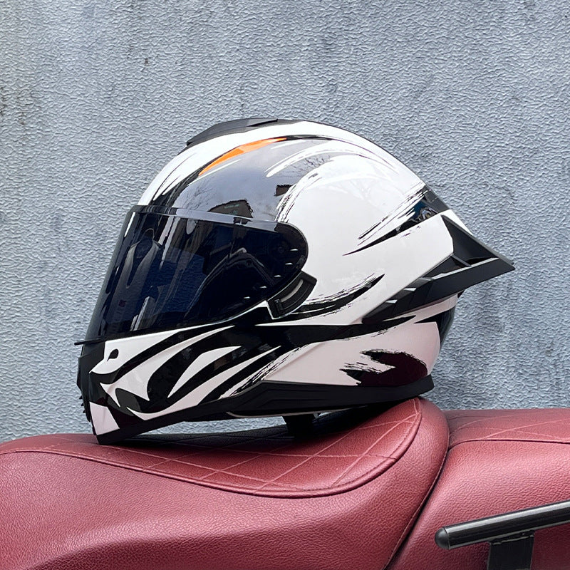 Premium dark tea-tinted dual-visor motorcycle helmet-I195
