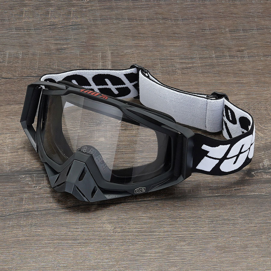 Classic Black and White Motorcycle Riding Goggles-H05