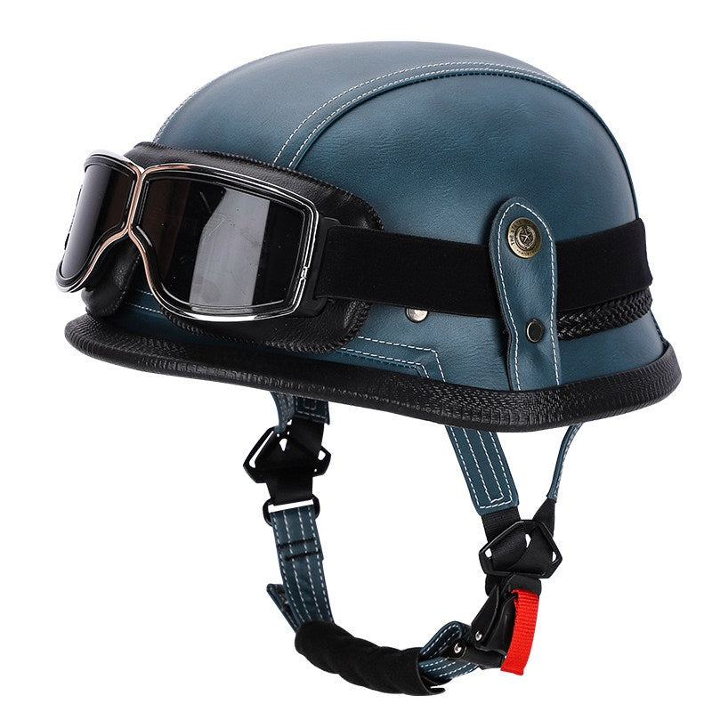Retro leather cruiser motorcycle half helmet- I15