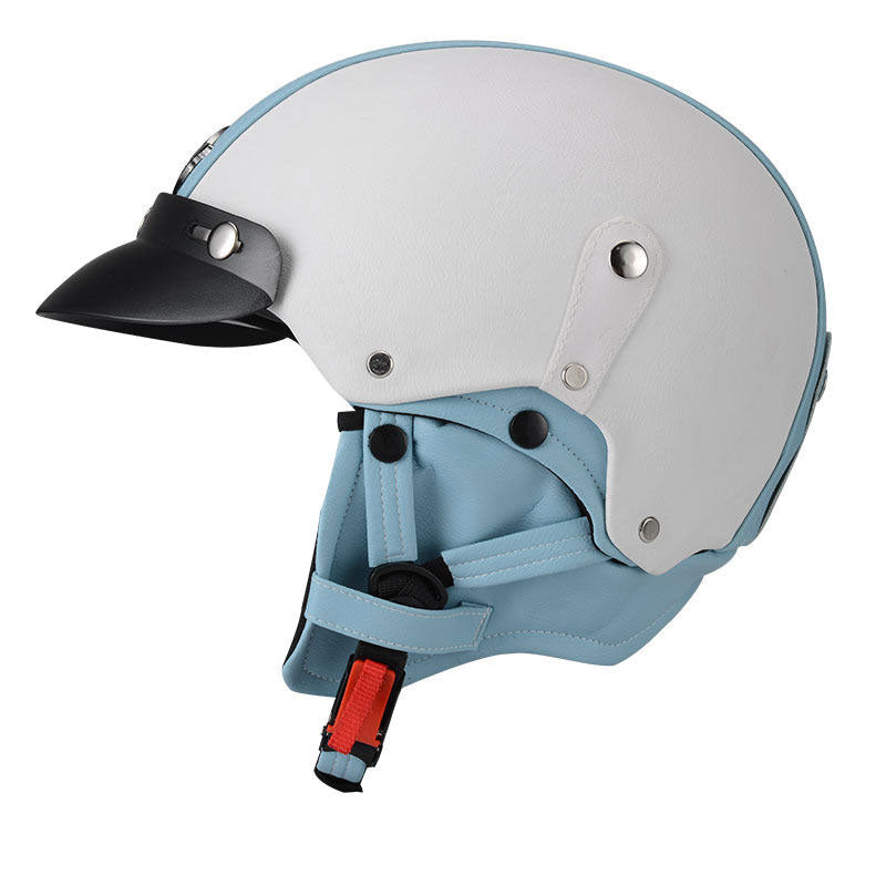 Retro open-face motorcycle helmet with goggles-I103