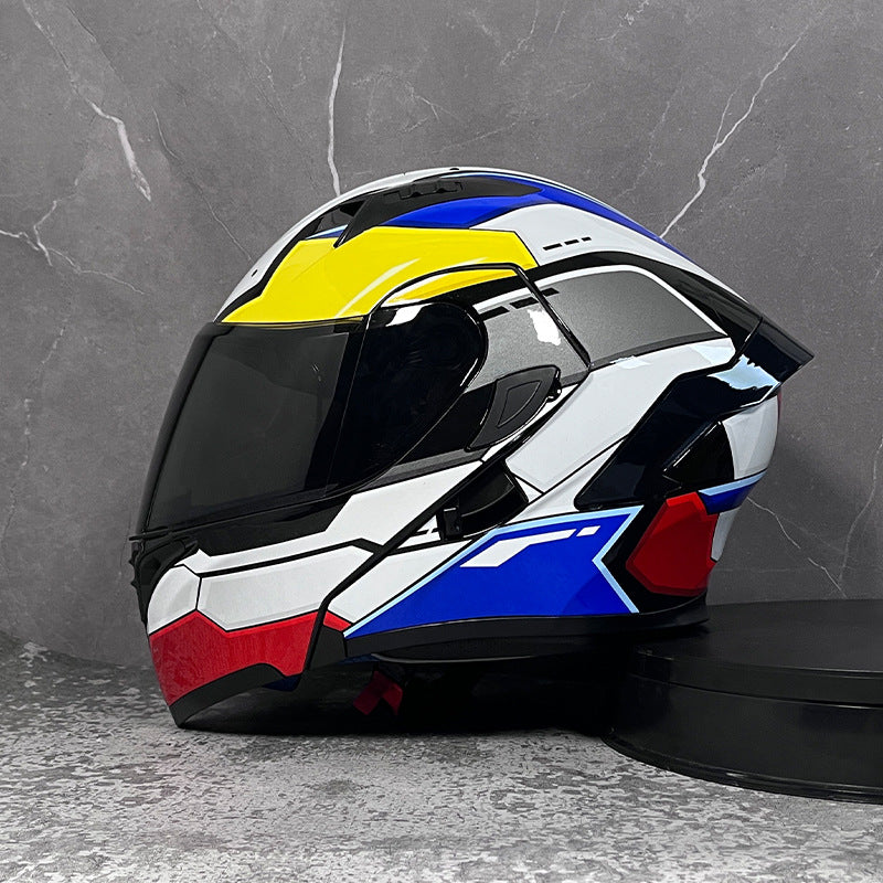 Stylish Modular Motorcycle Helmet with Dual Visors and Rear Spoiler-I153