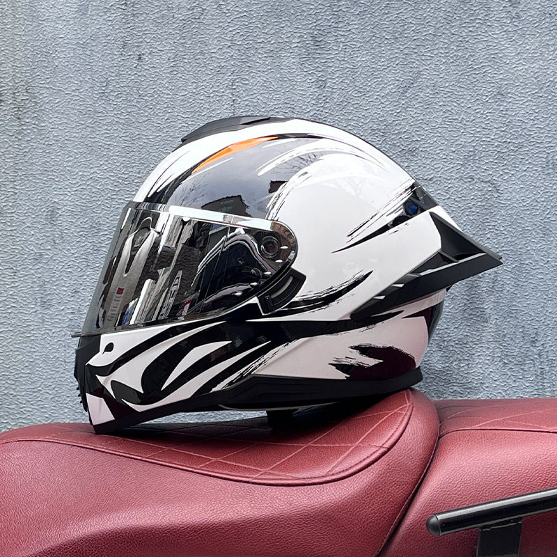 Full-face motorcycle helmet with dual visors (silver visor)-I193