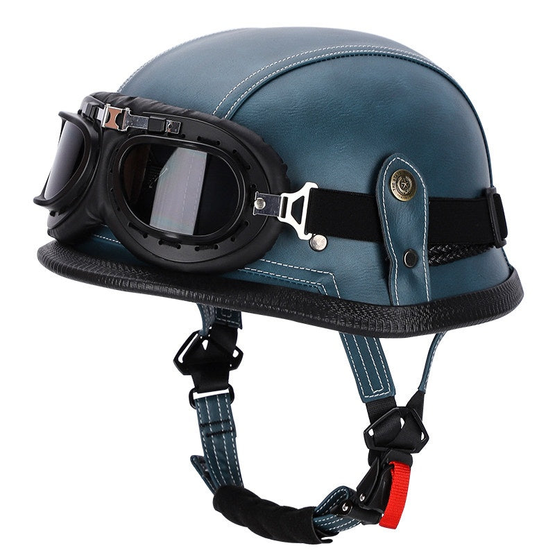 Retro leather cruiser motorcycle half helmet- I15