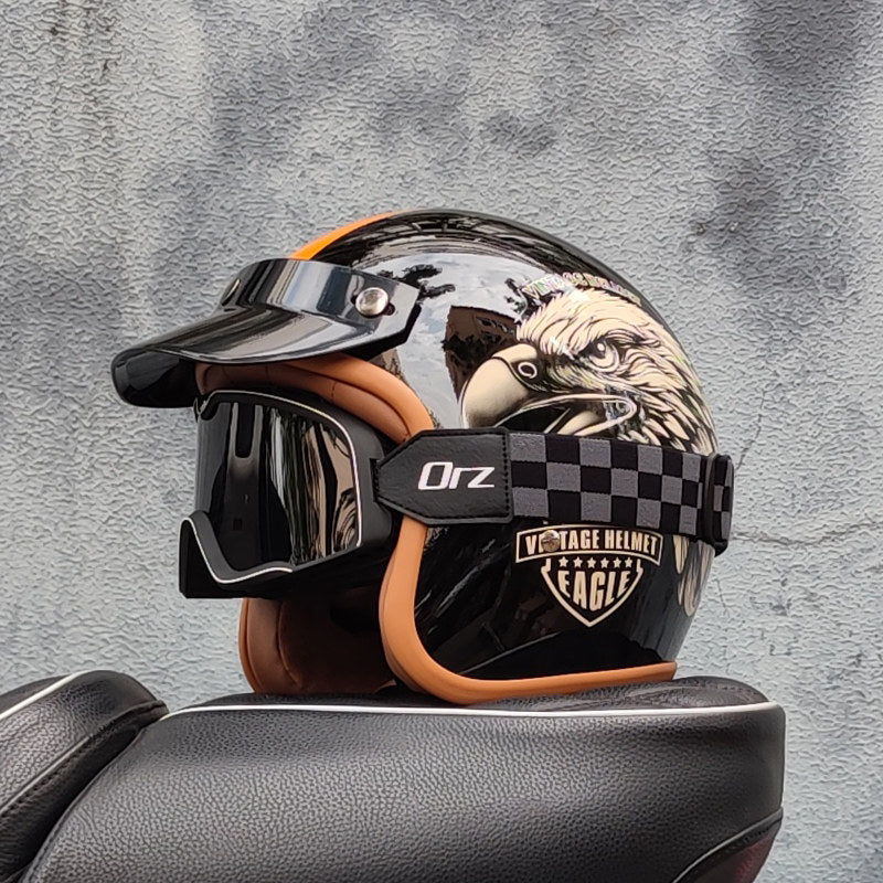 Retro motorcycle open helmet-I20