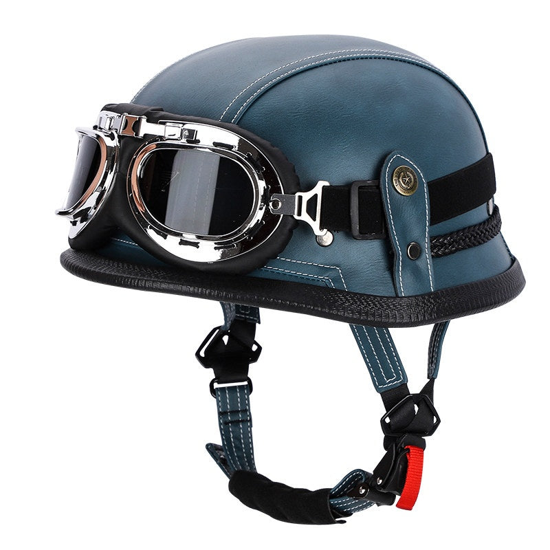 Retro leather cruiser motorcycle half helmet- I15