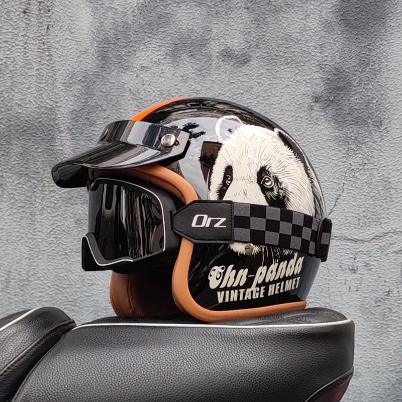 Retro motorcycle open helmet-I20