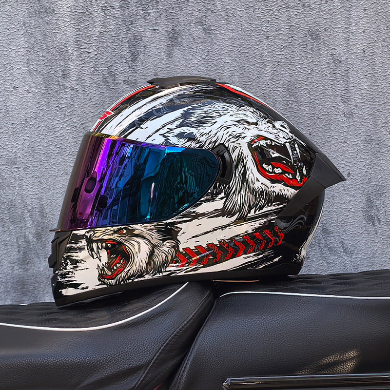 Cool Sport-Style Street Motorcycle Full-Face Helmet with Dual Visors-I160