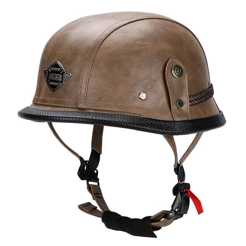 Retro leather cruiser motorcycle half helmet- I15