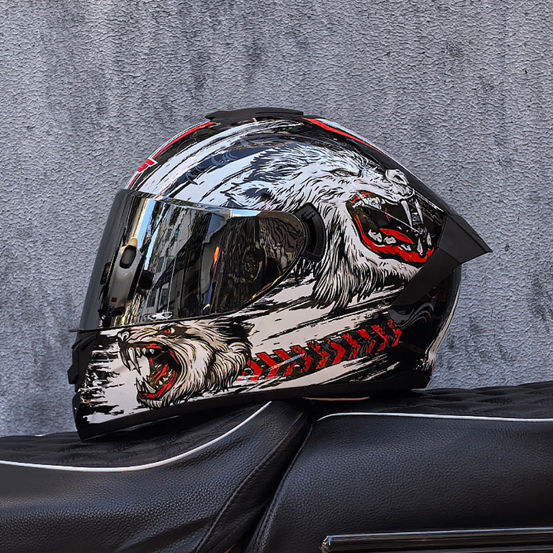 Cool Sport-Style Street Motorcycle Full-Face Helmet with Dual Visors-I160