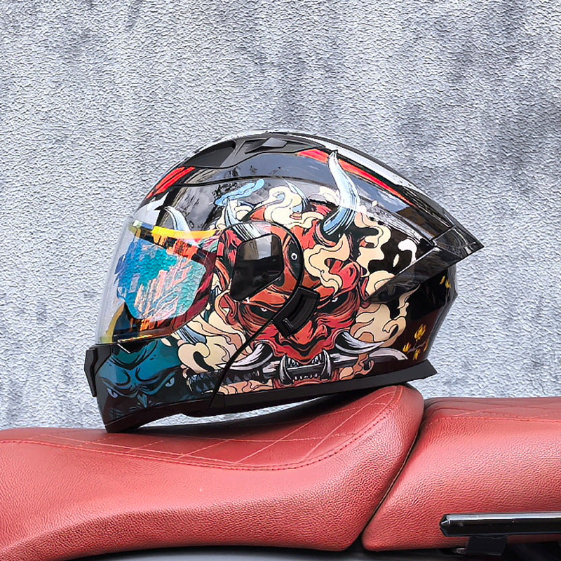 Modular Motorcycle Helmet with Dual Visors – Iridescent Cruiser Style-I185