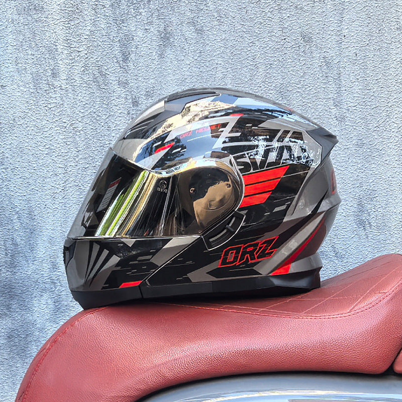 Aurora Silver Visor Modular Motorcycle Helmet (DOT Certified)-I211