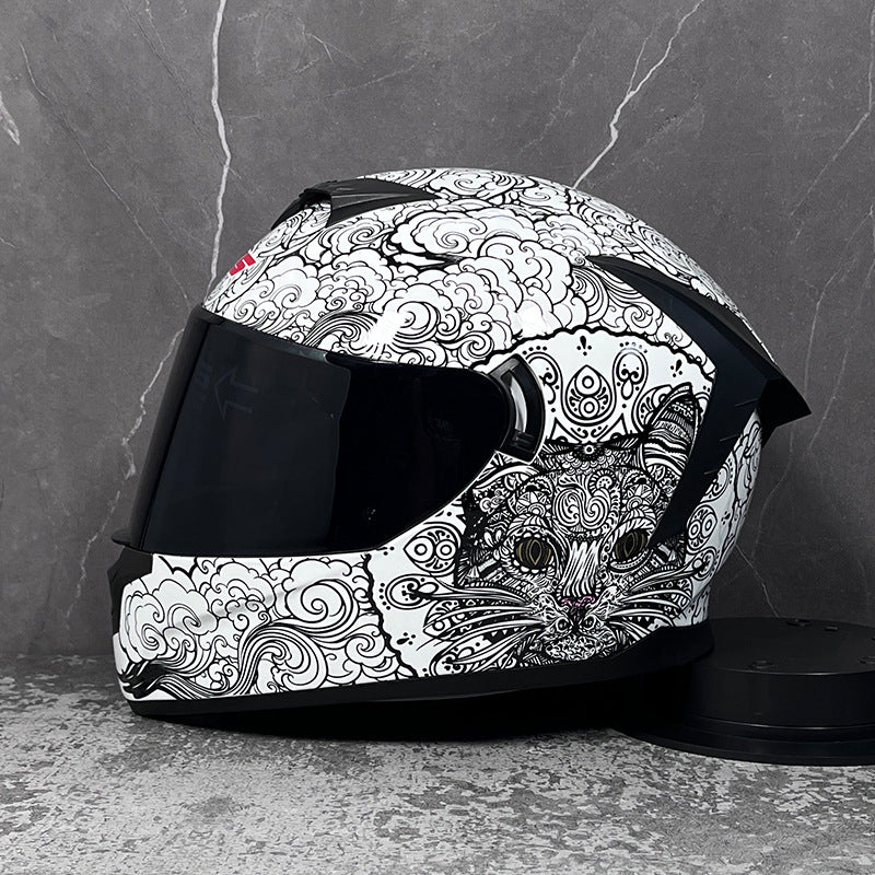 Full-face motorcycle helmet with dual visors (tinted)-I205