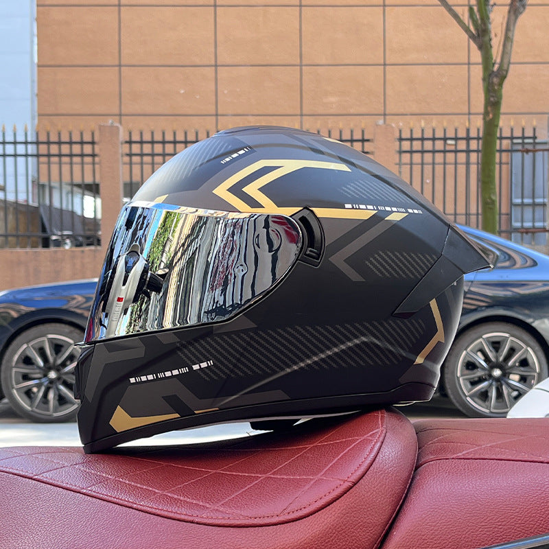 High-end sport-style full-face motorcycle helmet with dual visors-I159