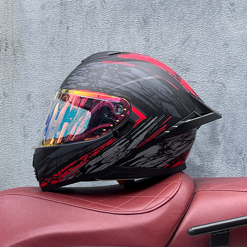 Iridescent Dual-Visor Motorcycle Helmet-I194