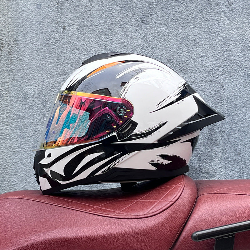 Iridescent Dual-Visor Motorcycle Helmet-I194