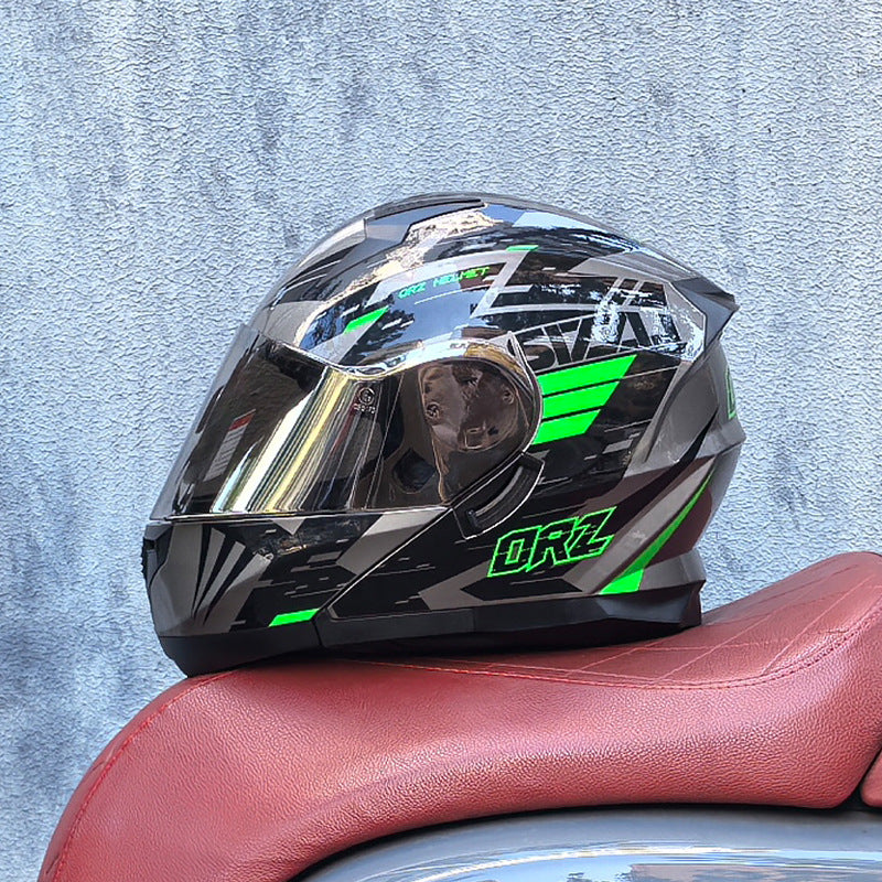 Aurora Silver Visor Modular Motorcycle Helmet (DOT Certified)-I211