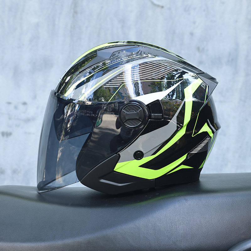 DOT certified dual-lens retro open-face motorcycle helmet-I55