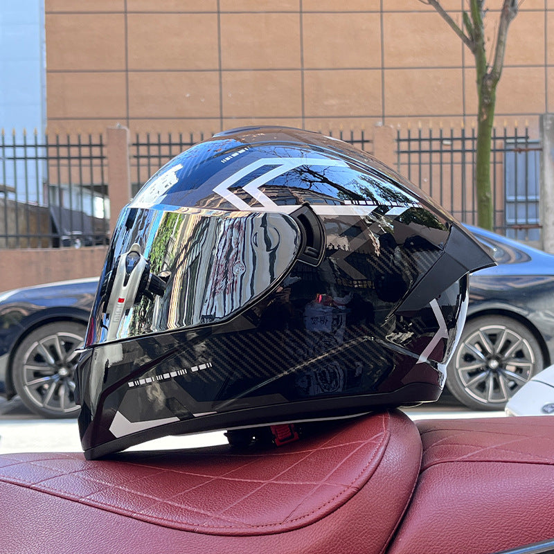 High-end sport-style full-face motorcycle helmet with dual visors-I159