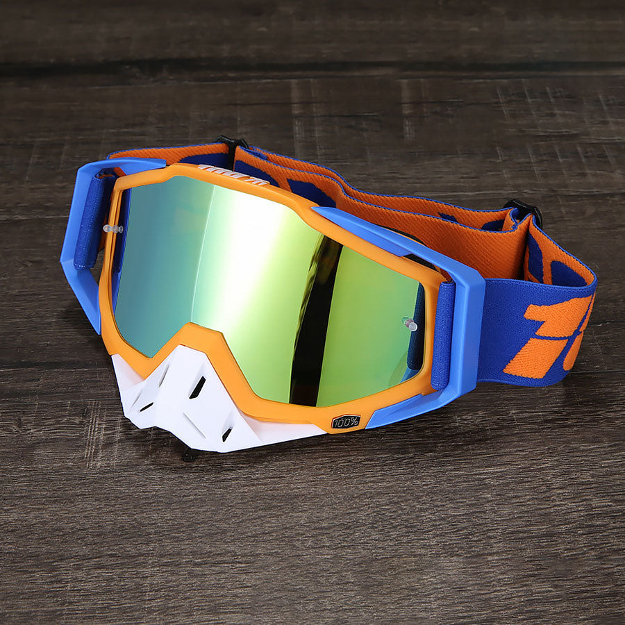 Impact-resistant blue motocross goggles-H09