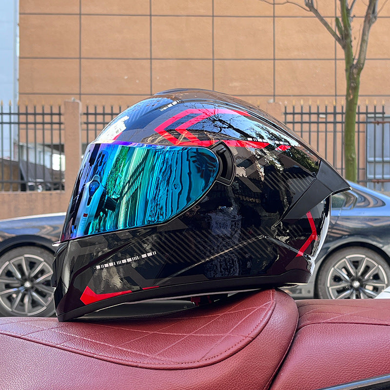 High-end sport-style full-face motorcycle helmet with dual visors-I159