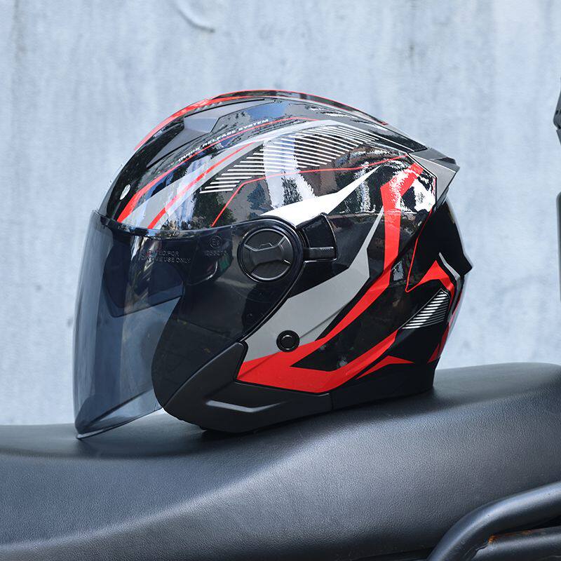 DOT certified dual-lens retro open-face motorcycle helmet-I55