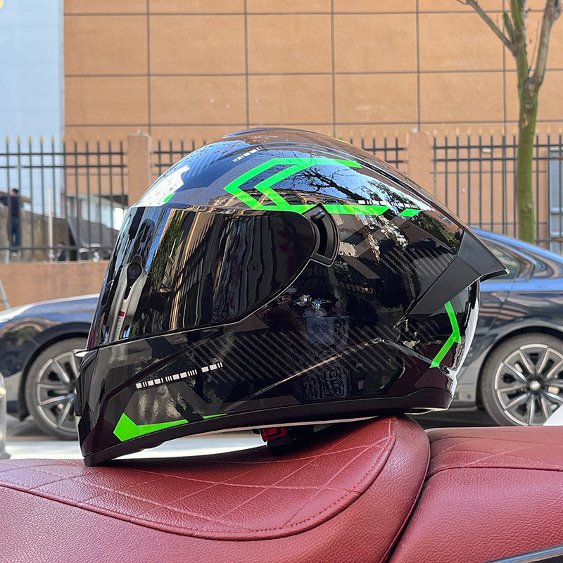 High-end sport-style full-face motorcycle helmet with dual visors-I159