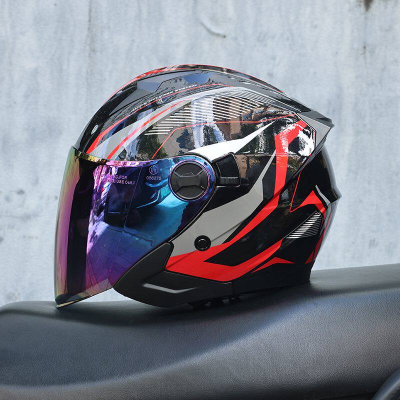 DOT certified dual-lens retro open-face motorcycle helmet-I55
