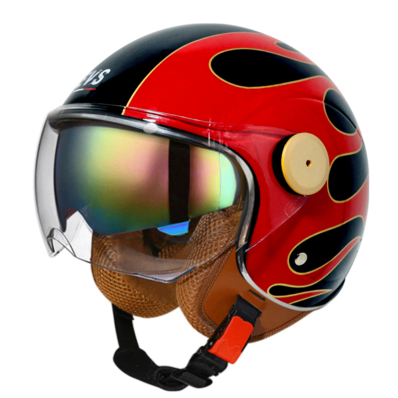 Retro 3/4 open-face motorcycle helmet with dual visors- I71