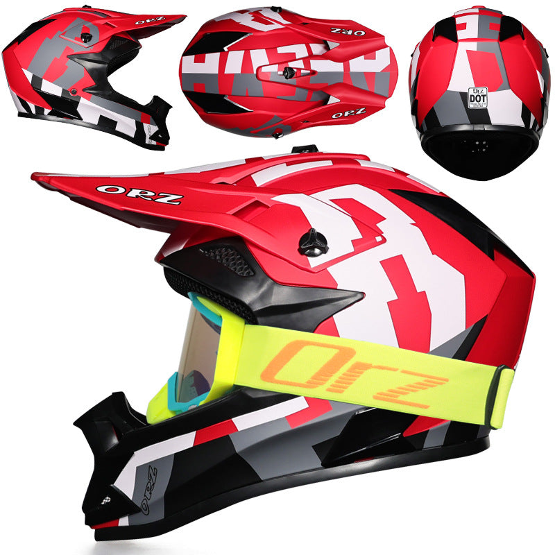 Motocross helmet with lake-blue goggle frame-I223