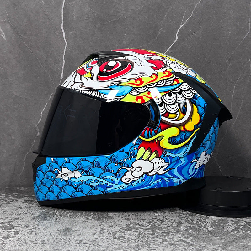 Full-face motorcycle helmet with dual visors (tinted)-I205