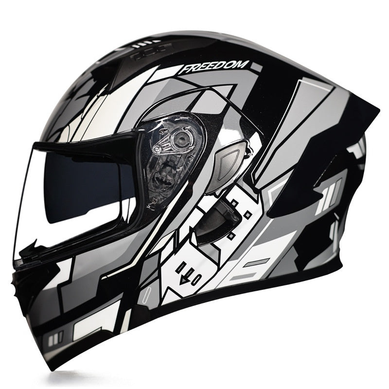 Vibrant Graffiti Dual-Visor Modular Motorcycle Helmet with Rear Spoiler-I154