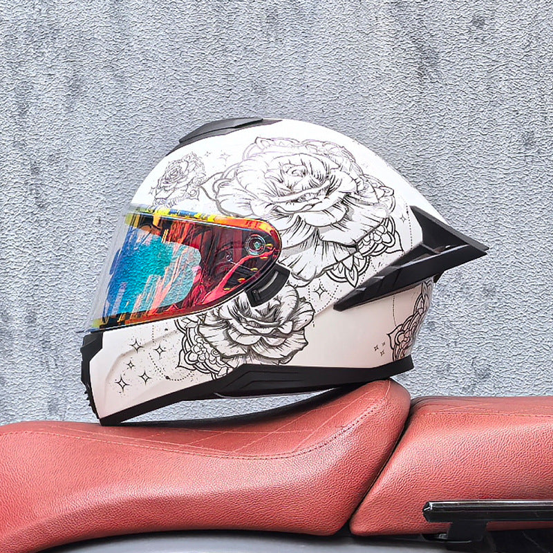 Iridescent Dual-Visor Motorcycle Helmet-I194