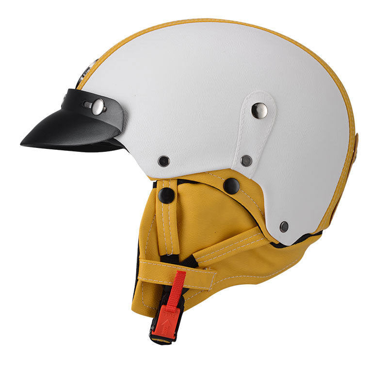 Retro open-face motorcycle helmet with goggles-I103