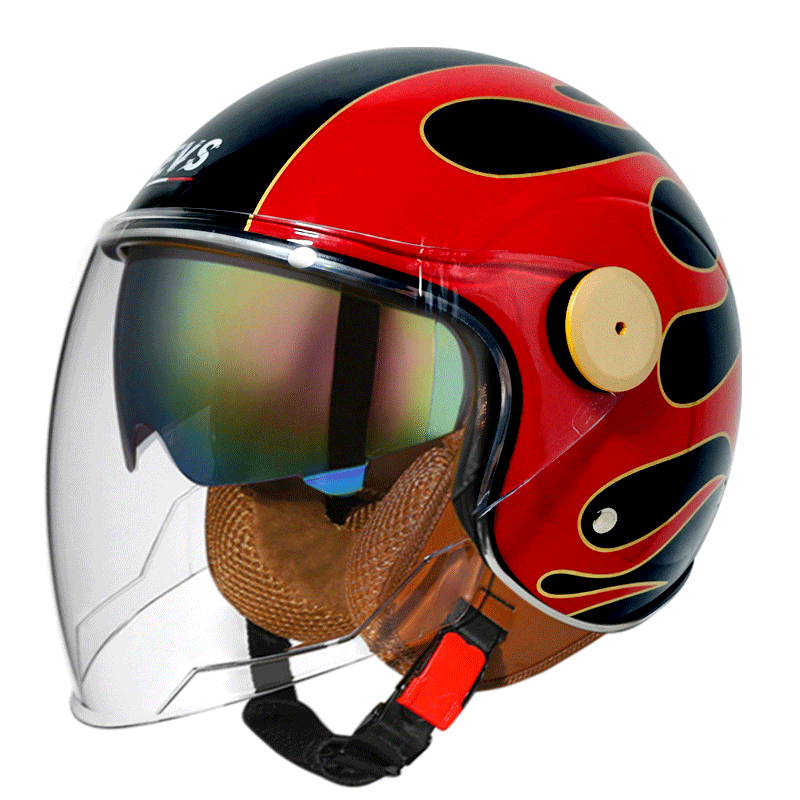 Retro 3/4 open-face motorcycle helmet with dual visors- I71