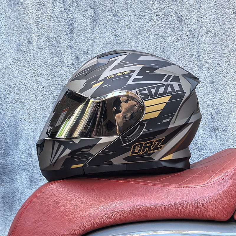 Aurora Silver Visor Modular Motorcycle Helmet (DOT Certified)-I211