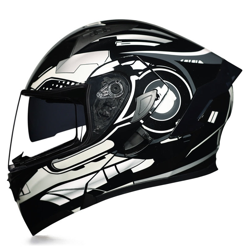 Vibrant Graffiti Dual-Visor Modular Motorcycle Helmet with Rear Spoiler-I154