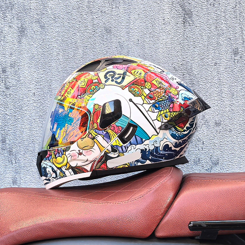 Modular Motorcycle Helmet with Dual Visors – Iridescent Cruiser Style-I185