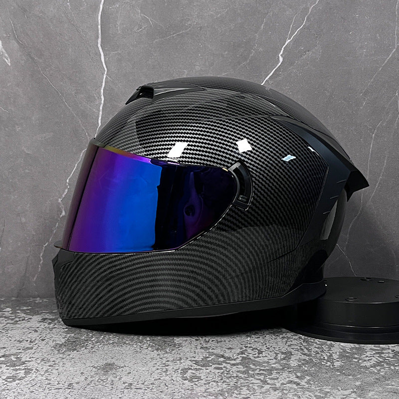 Full-face motorcycle helmet with an iridescent visor-I206