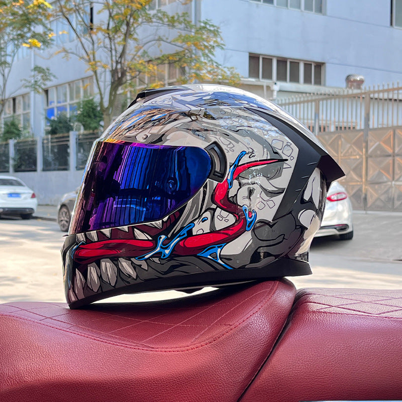 Cool Sport-Style Street Motorcycle Full-Face Helmet with Dual Visors-I160
