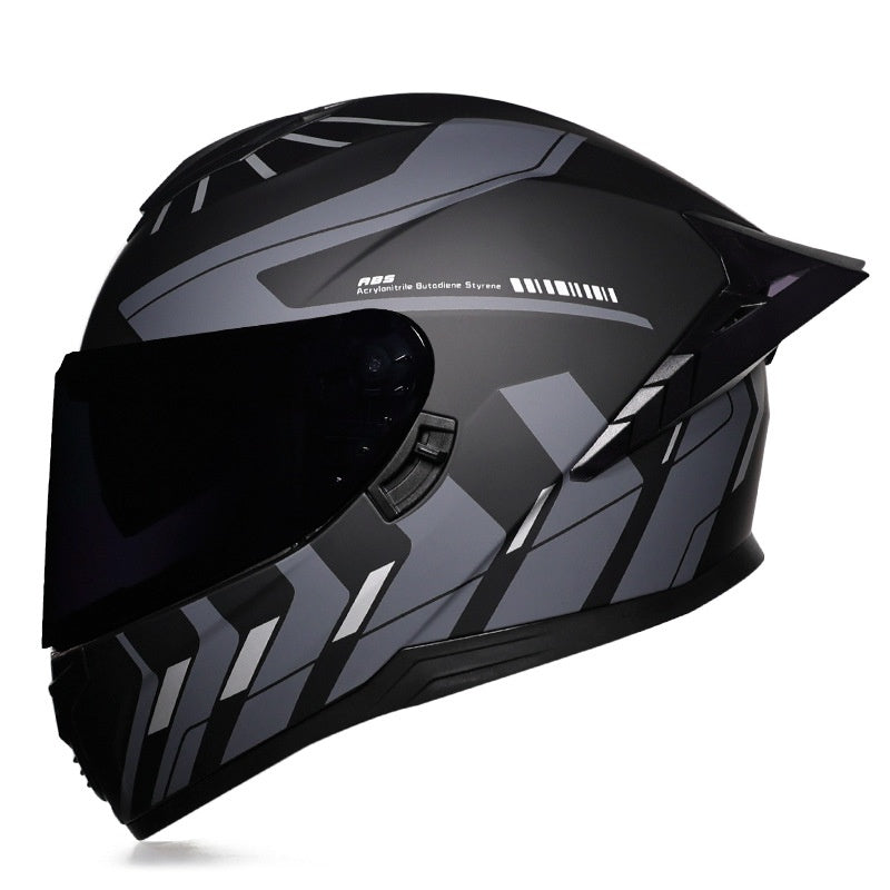 Premium dark tea-tinted dual-visor motorcycle helmet-I195