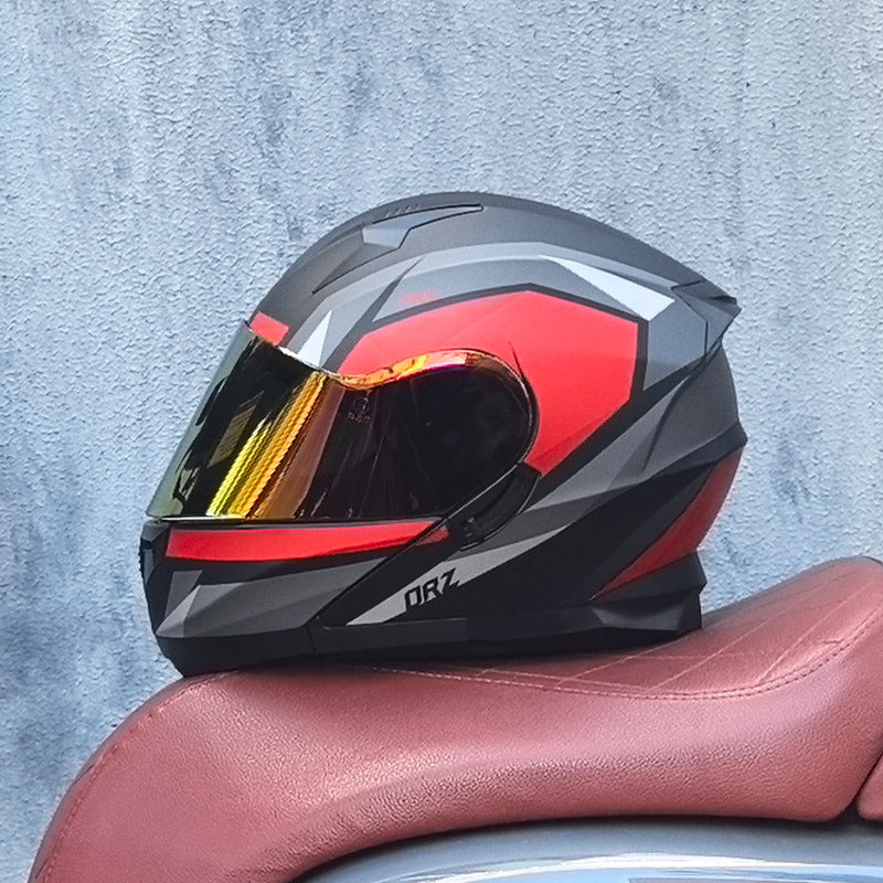 DOT-Certified Motorcycle Modular Helmet with Titanium Dark Red Visor-I212