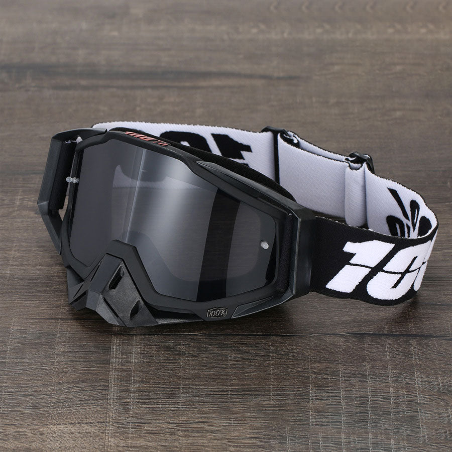Classic Black and White Motorcycle Riding Goggles-H05
