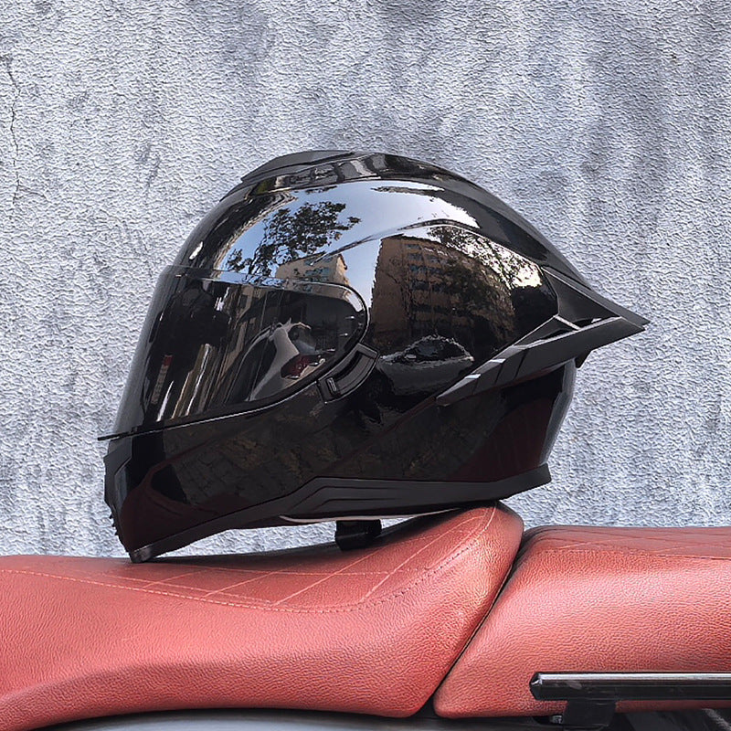 Premium dark tea-tinted dual-visor motorcycle helmet-I195