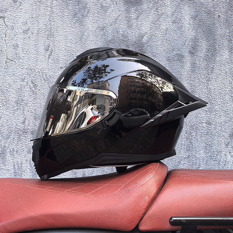 Full-face motorcycle helmet with dual visors (silver visor)-I193