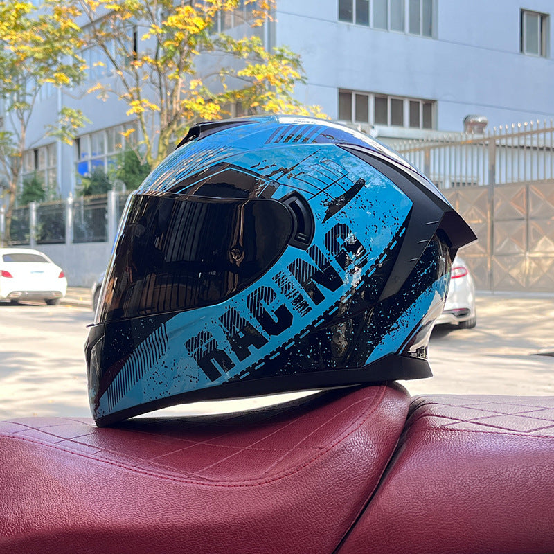 High-end sport-style full-face motorcycle helmet with dual visors-I159