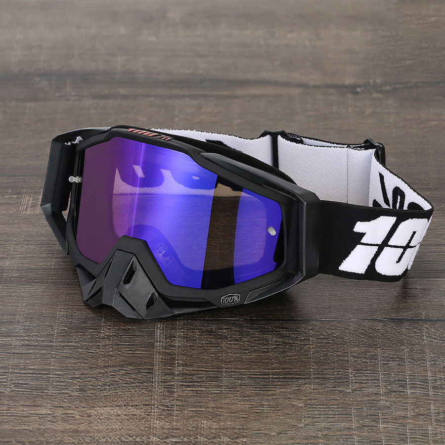 Classic Black and White Motorcycle Riding Goggles-H05